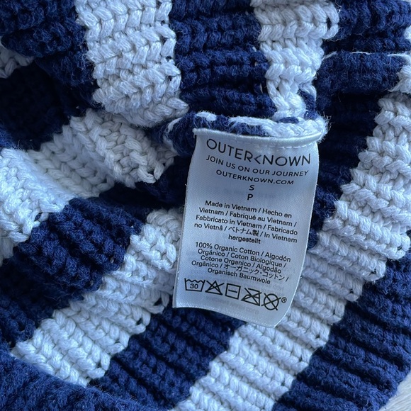 Outerknown Nautical Blue and White Zip Up Organic Cotton Sweater - Picture 6 of 7